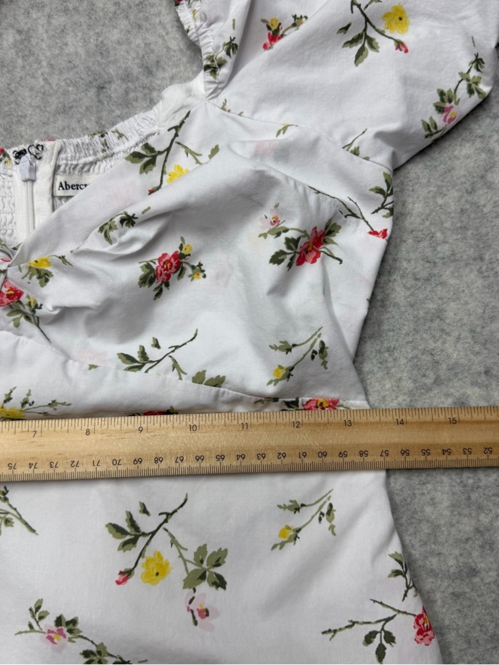 Abercrombie & Fitch Floral Milkmaid MiniDress White Cottagecore PuffSleeve Small - Picture 5 of 15